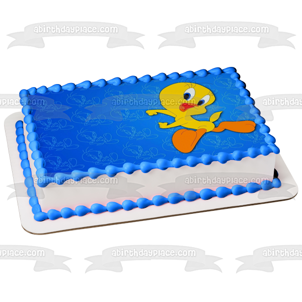 Looney Tunes Tweety Bird and a Blue Background Edible Cake Topper Image ABPID00990