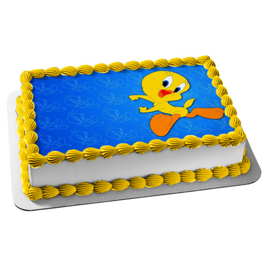 Looney Tunes Tweety Bird y fondo azul Imagen comestible para decoración de tarta ABPID00990 
