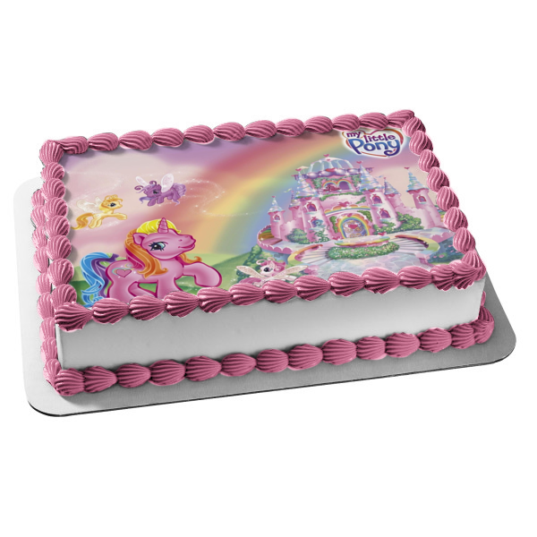 My Little Pony Pink Castle Edible Cake Topper Image ABPID01005