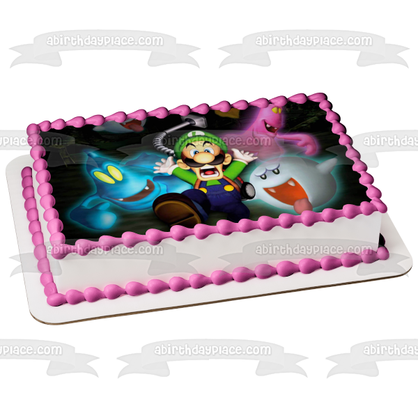 Luigi's Mansion Luigi Ghosts Scary Video Game Edible Cake Topper Image ABPID52910