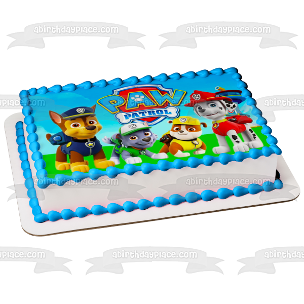 Paw Patrol Chase Rocky Marshall Rubble Edible Cake Topper Image ABPID01027