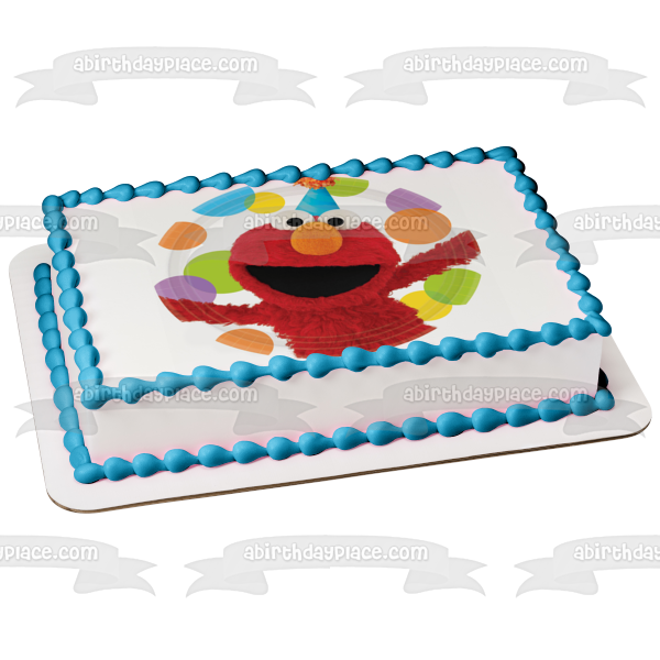 Elmo Sesame Street Smiling Party Hat Dots Edible Cake Topper Image ABPID01376