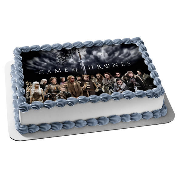 Game of Thrones Daenerys Targaryen Jon Snow Arya Stark Tyrion Lannister Ygritte Sword Edible Cake Topper Image ABPID01037