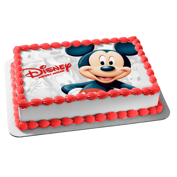 Mickey Mouse Color on Black and White Background Edible Cake Topper Image ABPID01056