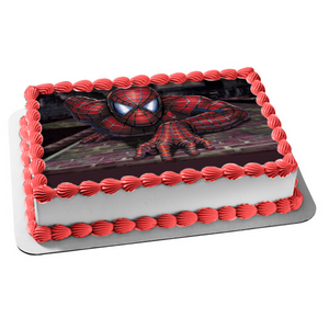 Marvel Spider-Man Crawling Up a Wall Edible Cake Topper Image ABPID01085