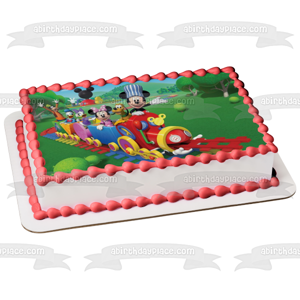 Mickey Mouse Club House Train Ride Goofy Pluto Minnie Mouse Donald Duck Daisy Duck Edible Cake Topper Image ABPID01098