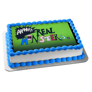 Aaahh!!! Real Monsters TV Logo Green Background Edible Cake Topper Image ABPID01114