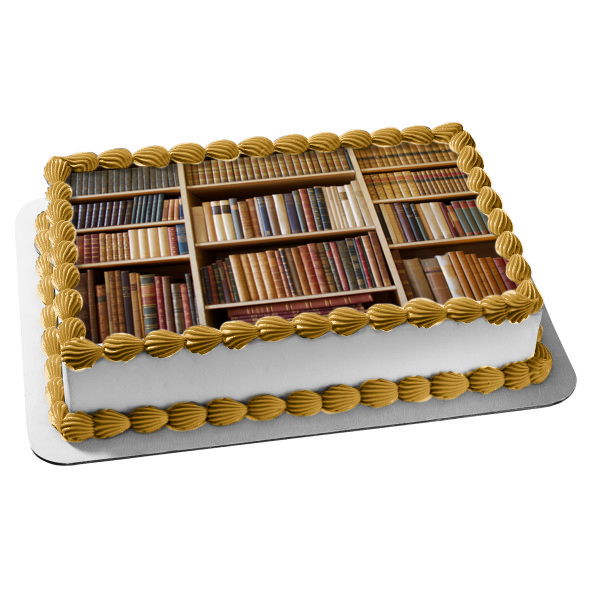 Book Shelf Books Edible Cake Topper Image ABPID52926