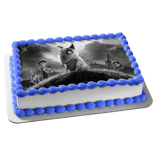 Frankenweenie blanco y negro Edgar E Gore chica rara decoración comestible para tarta imagen ABPID52960 
