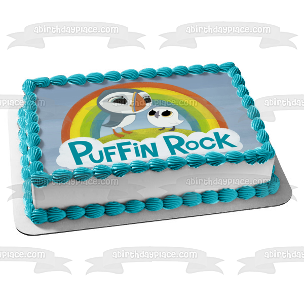 Puffin Rock Oona Baba and a Rainbow Edible Cake Topper Image ABPID03645