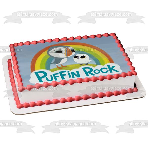 Puffin Rock Oona Baba and a Rainbow Edible Cake Topper Image ABPID03645