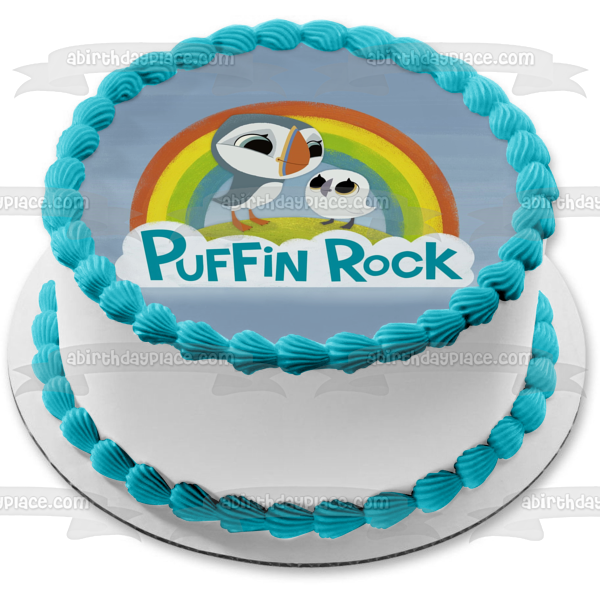 Puffin Rock Oona Baba and a Rainbow Edible Cake Topper Image ABPID03645