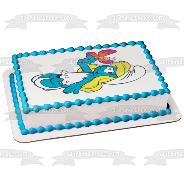 The Smurfs Smurfette Butterfly Edible Cake Topper Image ABPID01159