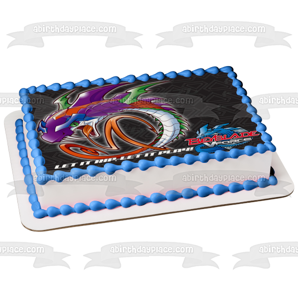Beyblade V Force Let It Rip Let It Play Cyber Bit Beast Edible Cake Topper Image ABPID01168