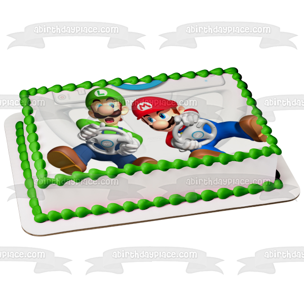 Super Mario Luigi Playing Wii Edible Cake Topper Image ABPID01175