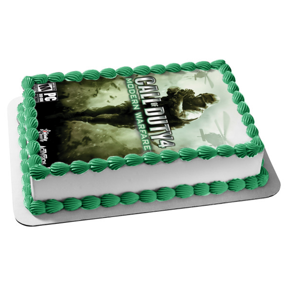 Call of Duty 4 Modern Warfare Soldier and Helicopters Edible Cake Topper Image ABPID01182