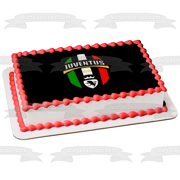 Juventus Juve Italian Professional Football Club Logo Black Background Edible Cake Topper Image ABPID01185
