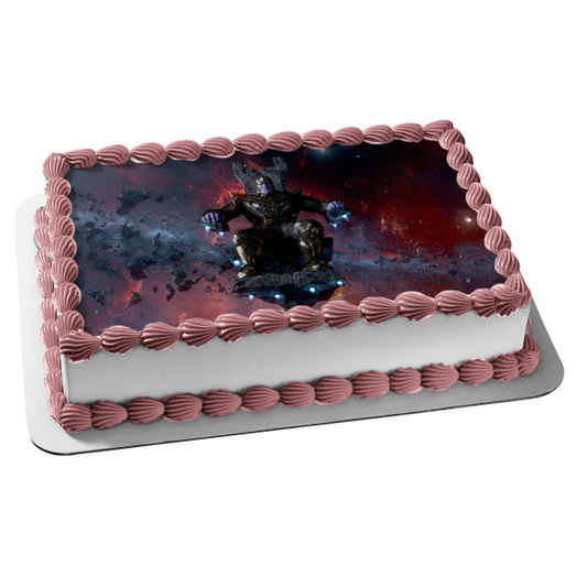 Guardians of the Galaxy Thanos Outer Space Background Edible Cake Topper Image ABPID01212