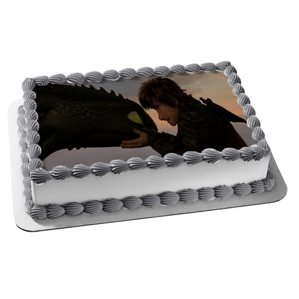 How to Train Your Dragon Toothless Hiccup Looking Into Each Other's Eyes Edible Cake Topper Image ABPID01231