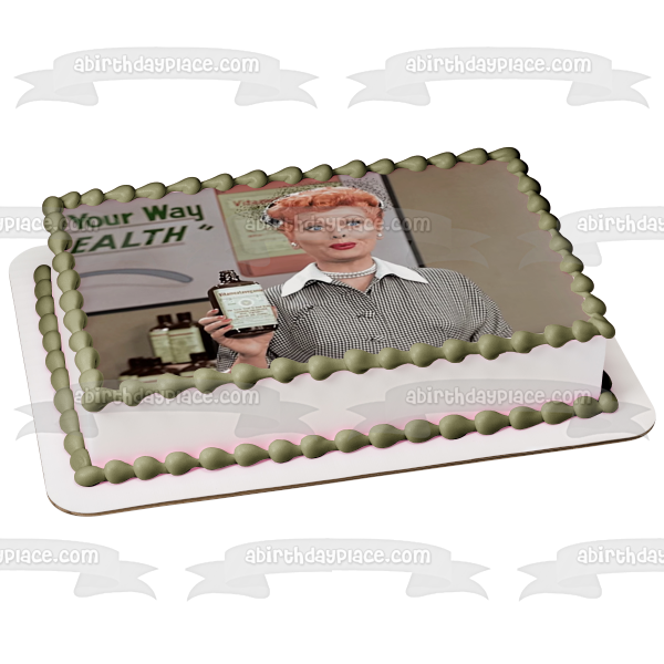 I Love Lucy Lucille Ball Vitameatavegamin Commercial Edible Cake Topper Image ABPID01236