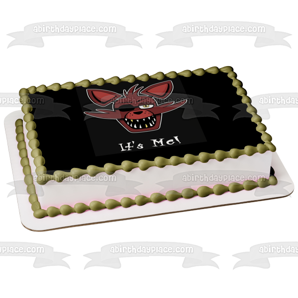 Five Nights at Freddy's Foxy It's Me Eye Patch Black Background Edible Cake Topper Image ABPID01240