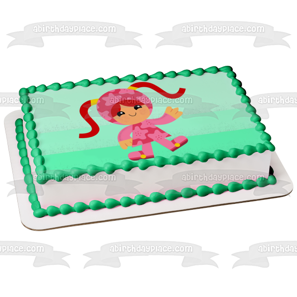 Team Umizoomi Millie Waving Blue Background Edible Cake Topper Image ABPID01250
