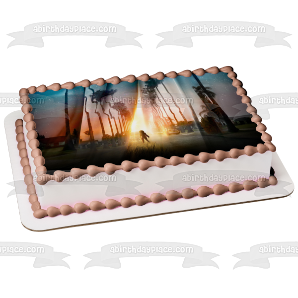 Wrinkle In Time Woman Silhouette Trees Stars and Houses Edible Cake Topper Image ABPID01282