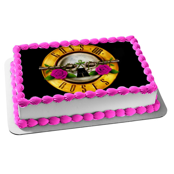 Guns or Roses Gender Reveal Edible Cake Topper Image ABPID53018