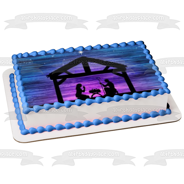 Baby Jesus Mary Joseph Merry Christmas Edible Cake Topper Image ABPID53028