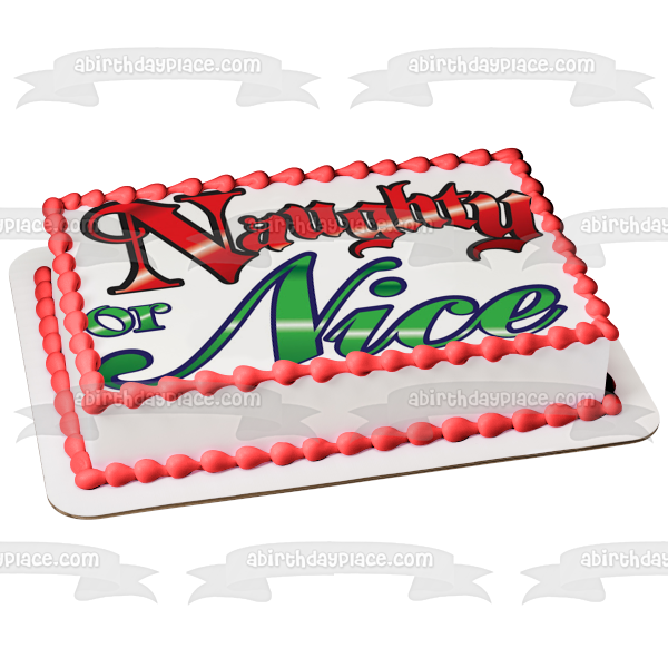Naughty or Nice Merry Christmas Edible Cake Topper Image ABPID53049