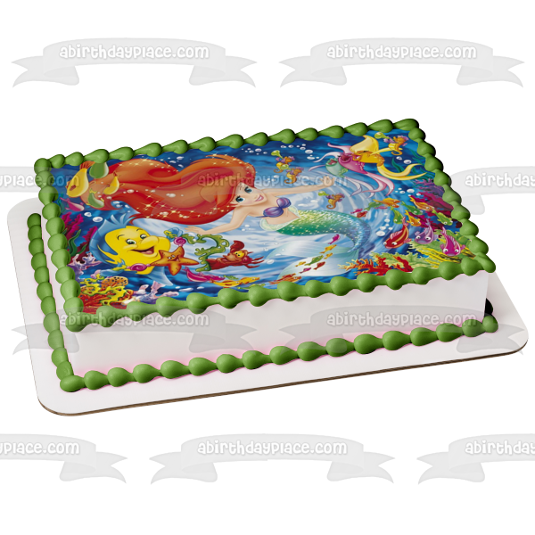 The Little Mermaid Flounder Sebastian Ariel Starfish and a Seahorse Edible Cake Topper Image ABPID05768