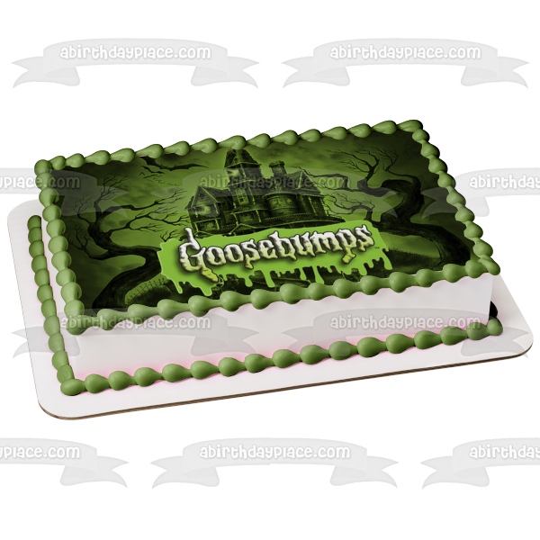 Goosebumps Bats Haunted Castle and Scary Trees Edible Cake Topper Image ABPID05028