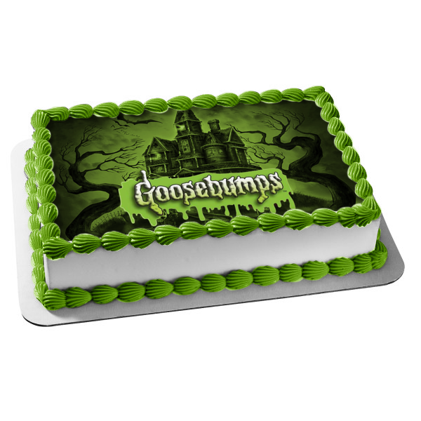 Goosebumps Bats Haunted Castle and Scary Trees Edible Cake Topper Image ABPID05028