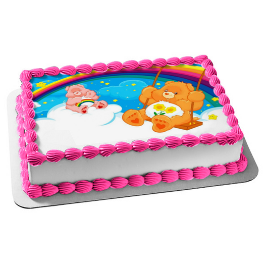 Care Bears balanceándose estrellas arcoíris nubes Cheer Bear y Friend Bear adorno comestible para tarta imagen ABPID01334 