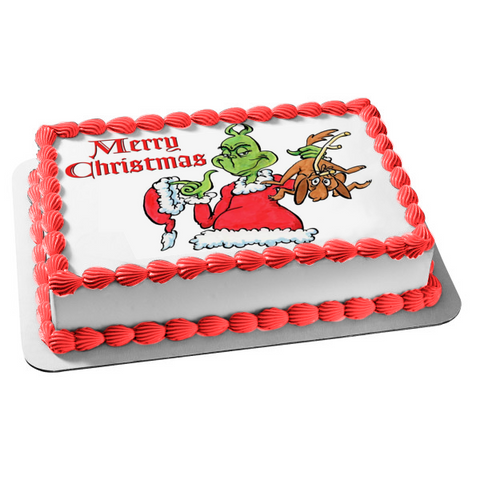 The Grinch Merry Christmas Dr. Seuss Max Edible Cake Topper Image ABPID01374