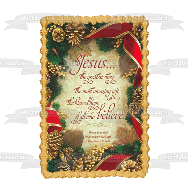 Merry Christmas Religious Inspirational "Jesus... The Greatest Story" Edible Cake Topper Image ABPID53094