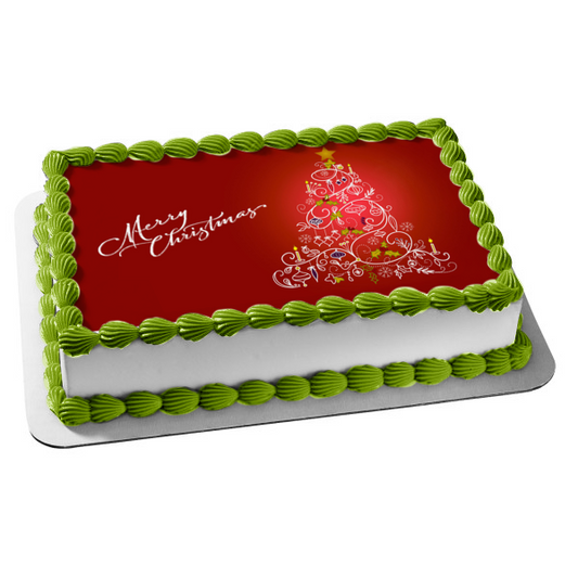 Feliz Navidad árbol de Navidad adorno comestible para tarta imagen ABPID53097 