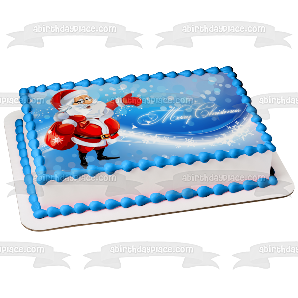Merry Christmas Santa Claus Edible Cake Topper Image ABPID53104