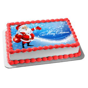 Merry Christmas Santa Claus Edible Cake Topper Image ABPID53104