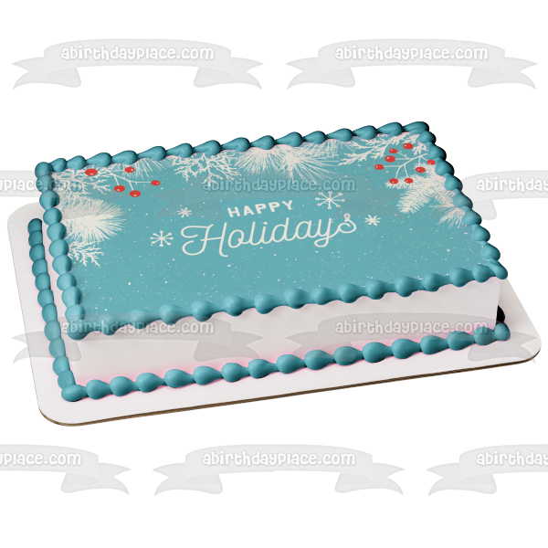 Happy Holidays Snowflakes Edible Cake Topper Image ABPID53107