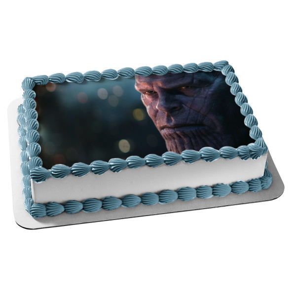 Marvel Avengers Thanos Face Close Up Edible Cake Topper Image ABPID01467