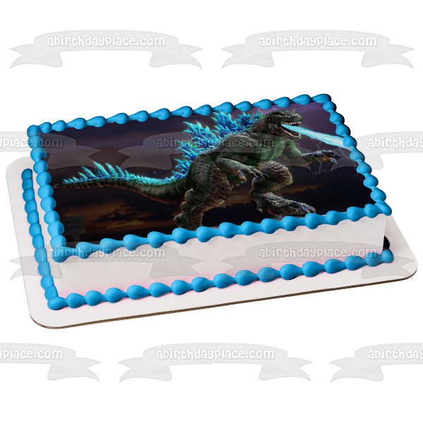 Blue Godzilla Breathing Ice Lightening Edible Cake Topper Image ABPID08096