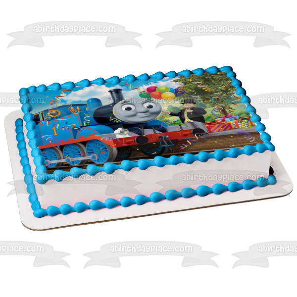 Thomas & Friends Thomas the Tank Engine Sir Topham Hatt Birthday Balloons Gifts Edible Cake Topper Image ABPID09090