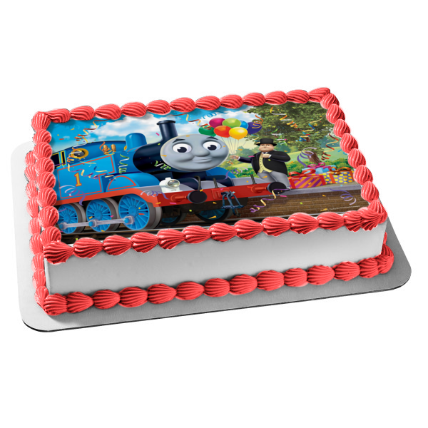 Thomas & Friends Thomas the Tank Engine Sir Topham Hatt Birthday Balloons Gifts Edible Cake Topper Image ABPID09090