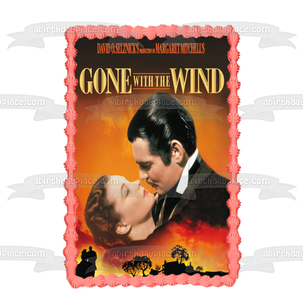 Gone with the Wind Embrace Scarlett O Hara and Rhette Butler Edible Cake Topper Image ABPID01531