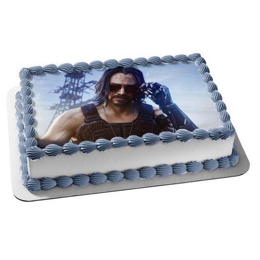 Cyberpunk 2077 Johnny Silverhand Sci-Fi Video Game Edible Cake Topper Image ABPID53225