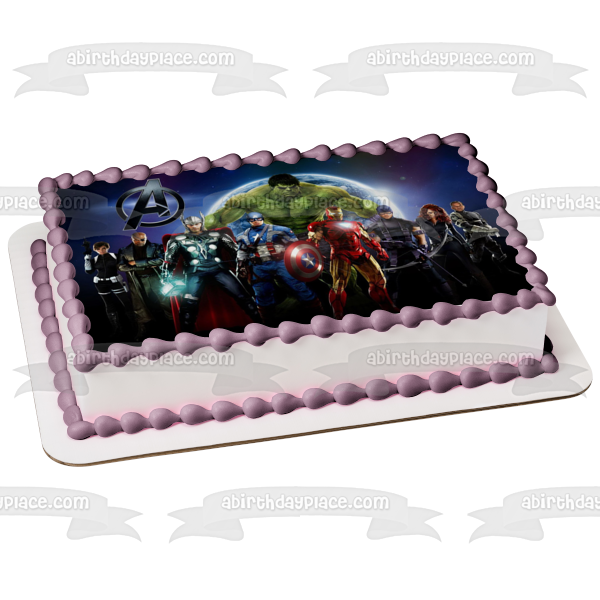Marvel Avengers Captain America The Hulk Iron Man Thor Black Widow Clint Barton Nick Fury Edible Cake Topper Image ABPID08816