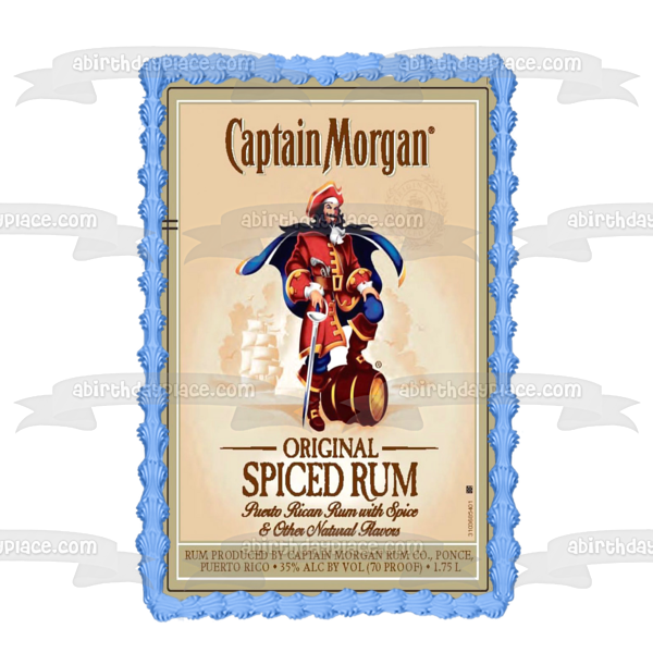 Captain Morgan Original Spiced Rum Bottle Label Edible Cake Topper Image ABPID27469