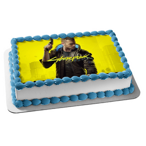 Cyberpunk 2077 V Video Game Cover Sci-Fi Edible Cake Topper Image ABPID53223