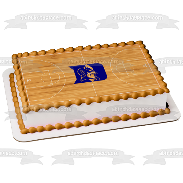 Duke Blue Devils Logo Basketball Court Edible Cake Topper Image ABPID01621